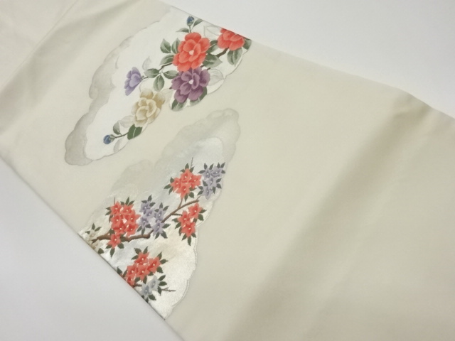 JAPANESE KIMONO / VINTAGE NAGOYA OBI / WOVEN FLOWER & CLOUD